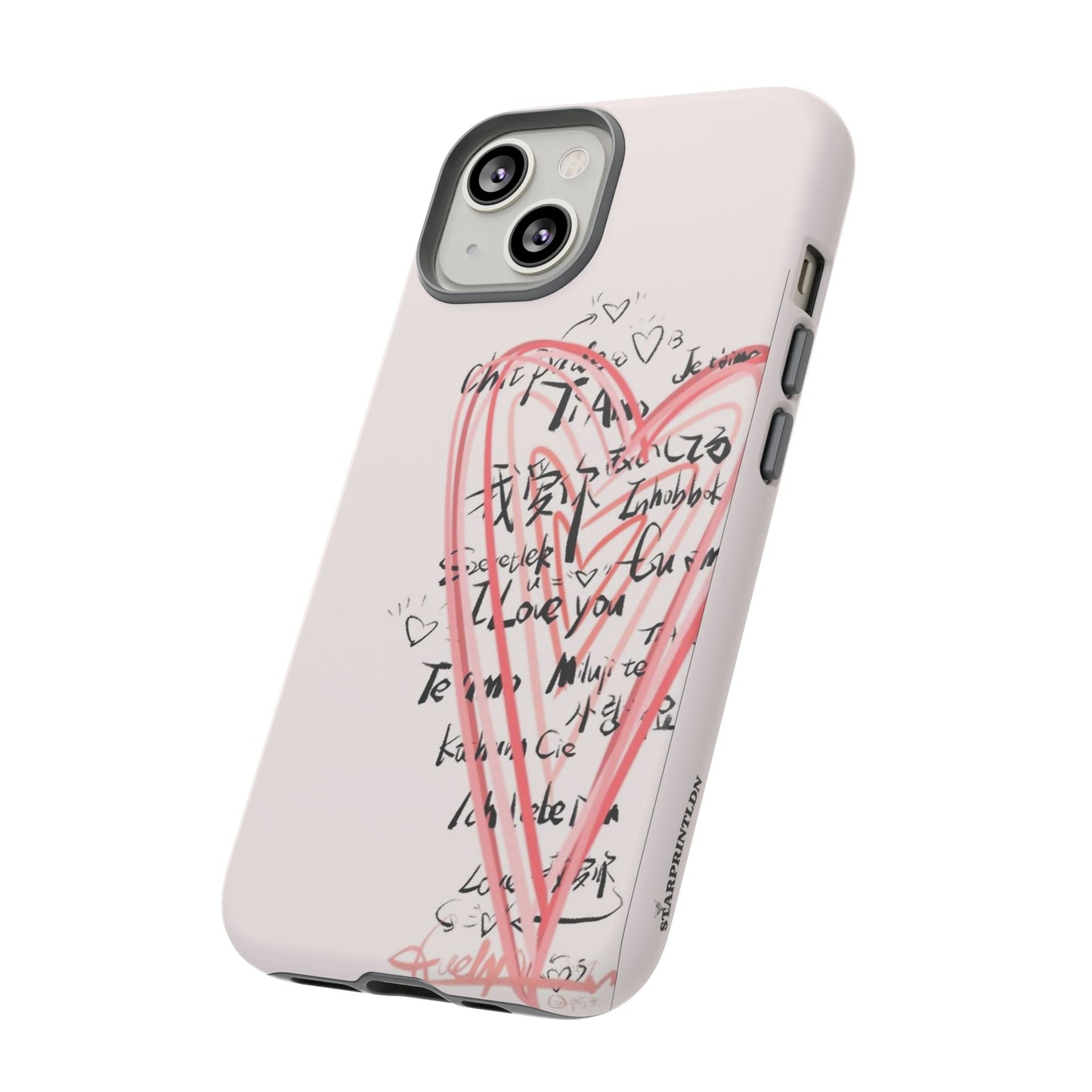 Pink Sketched Heart Case