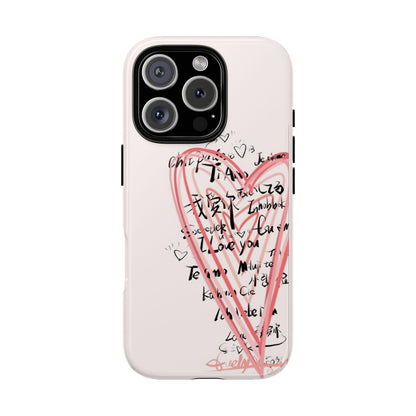 Pink Sketched Heart Case