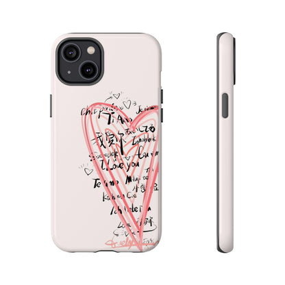 Pink Sketched Heart Case