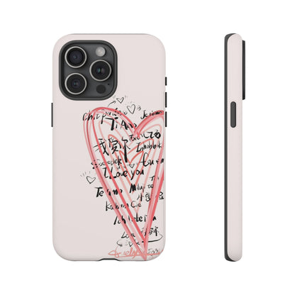 Pink Sketched Heart Case