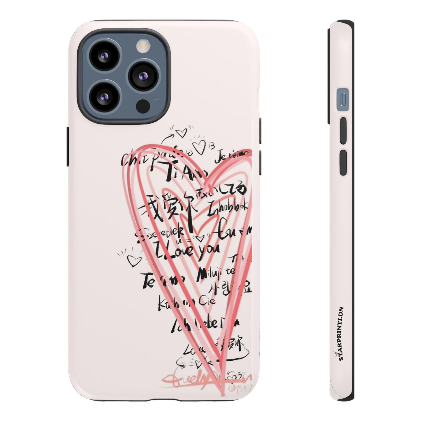 Pink Sketched Heart Case