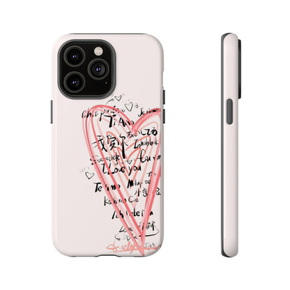 Pink Sketched Heart Case