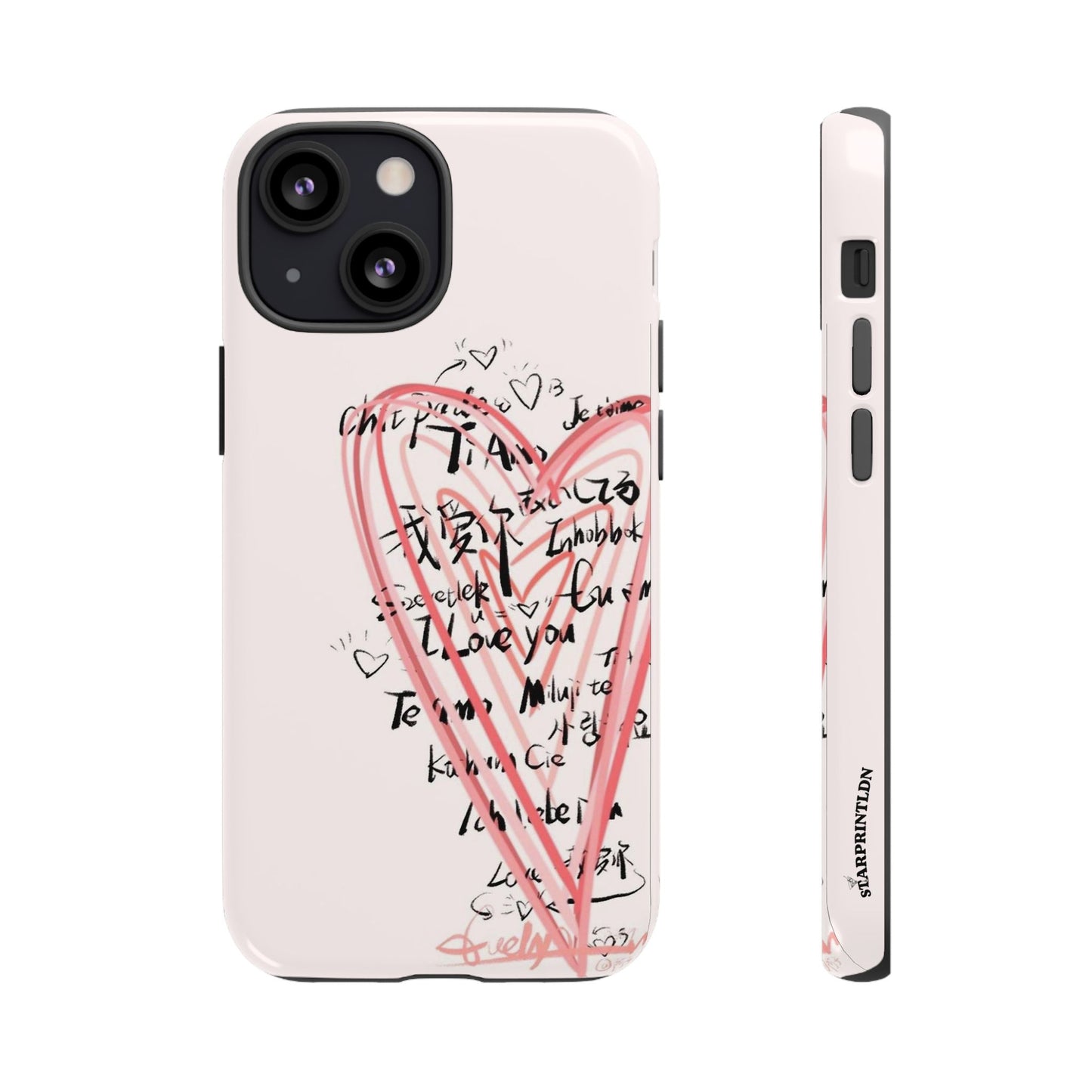 Pink Sketched Heart Case