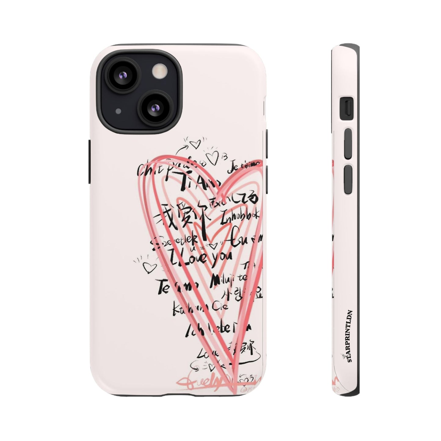 Pink Sketched Heart Case