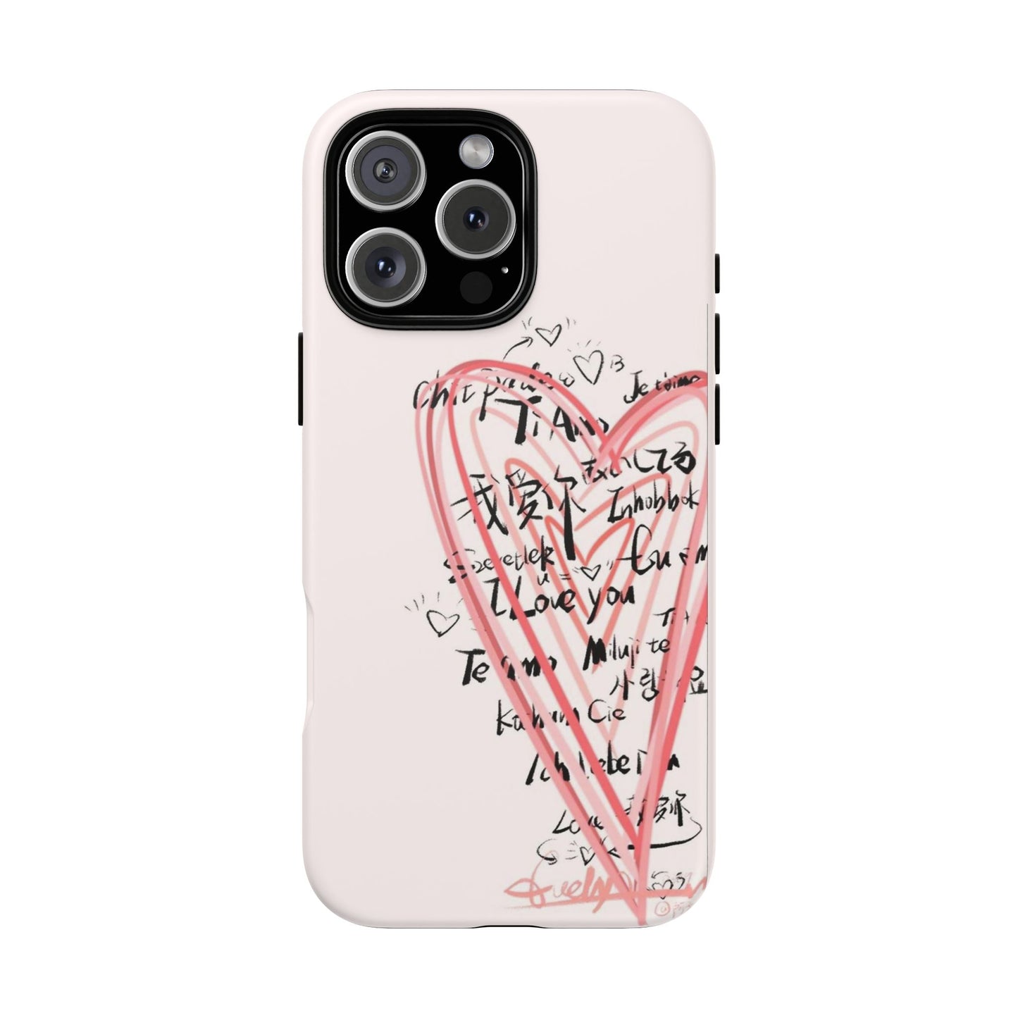 Pink Sketched Heart Case