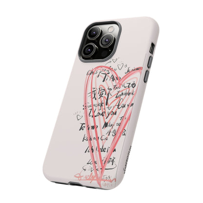 Pink Sketched Heart Case