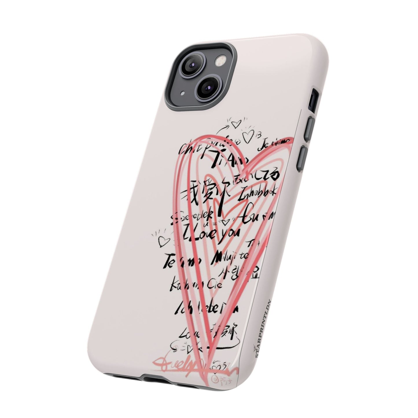 Pink Sketched Heart Case