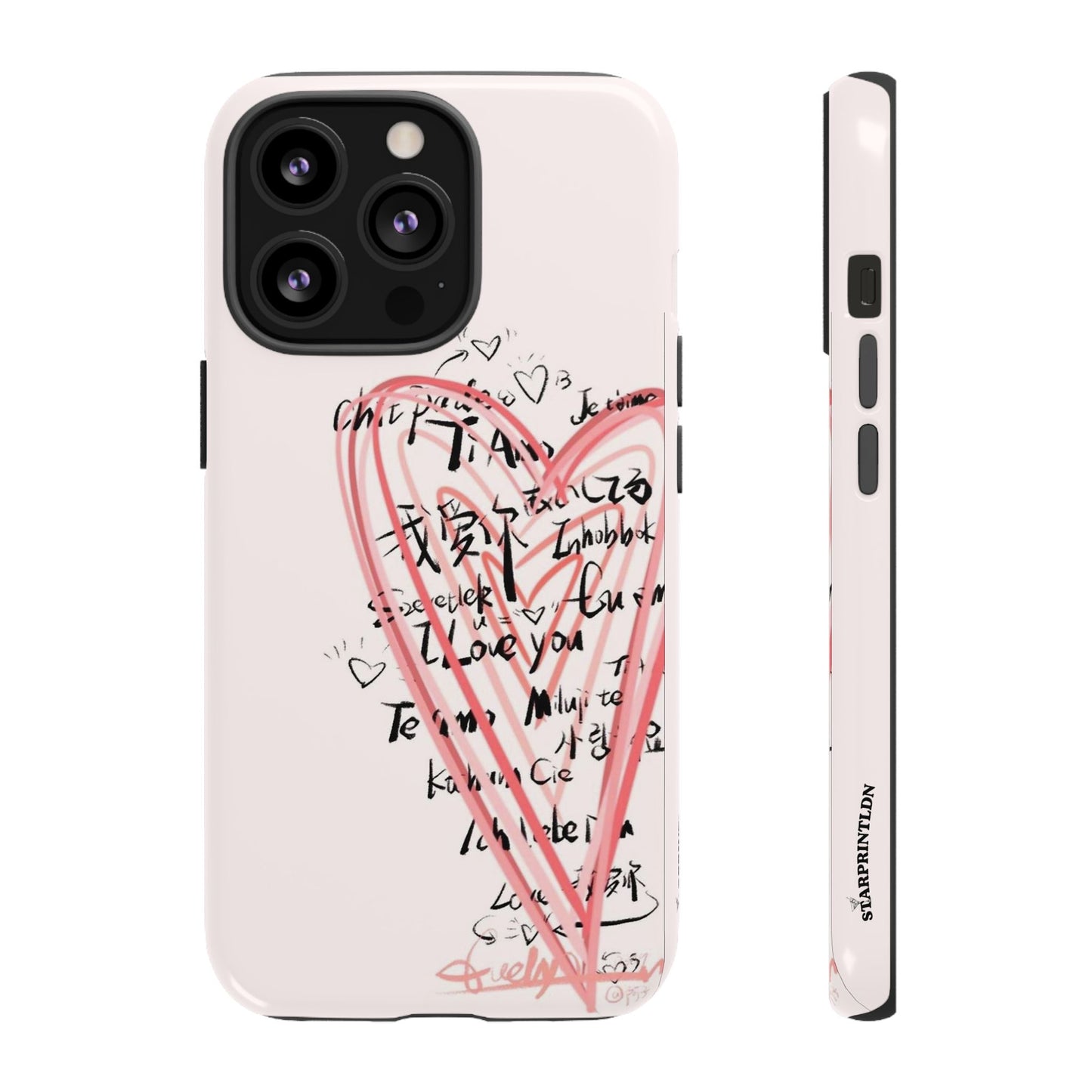 Pink Sketched Heart Case
