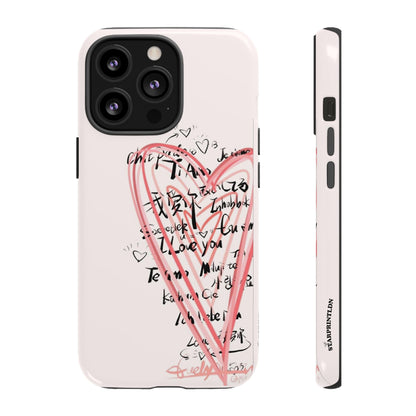 Pink Sketched Heart Case