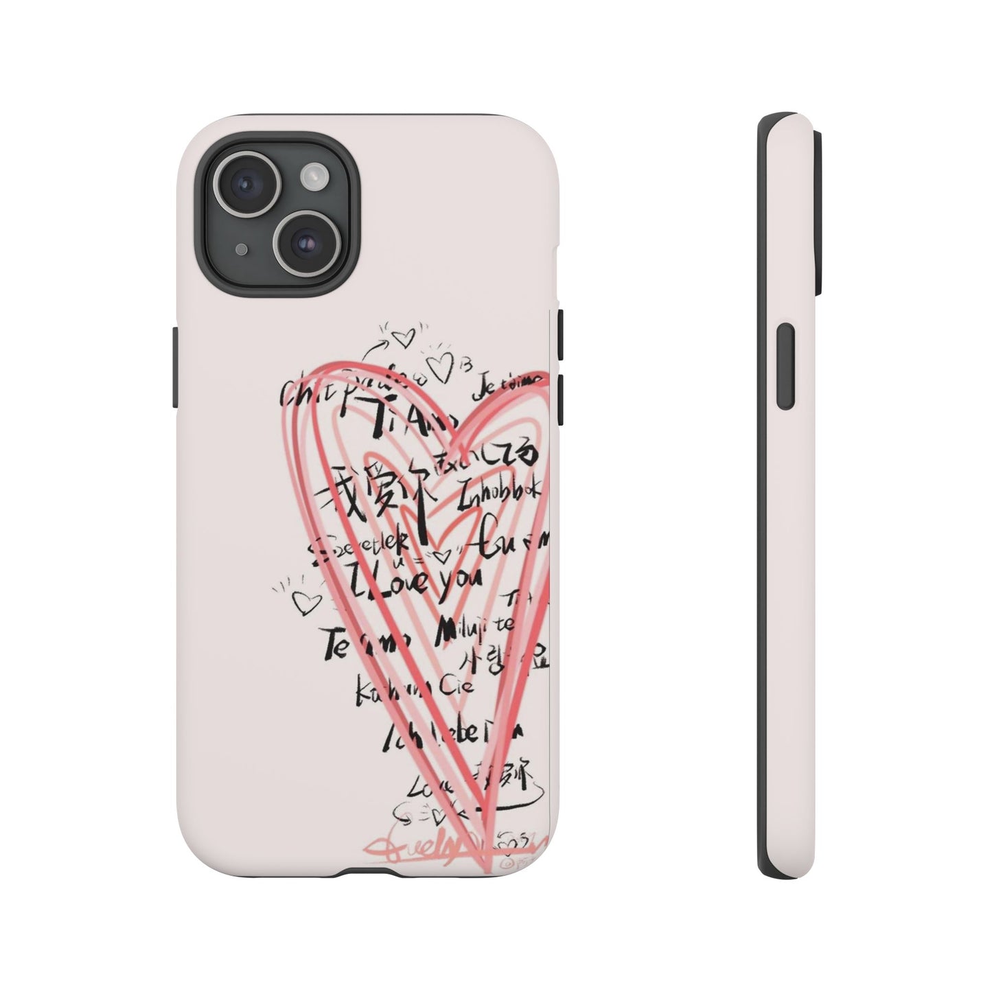 Pink Sketched Heart Case