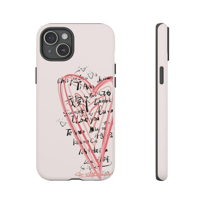 Pink Sketched Heart Case