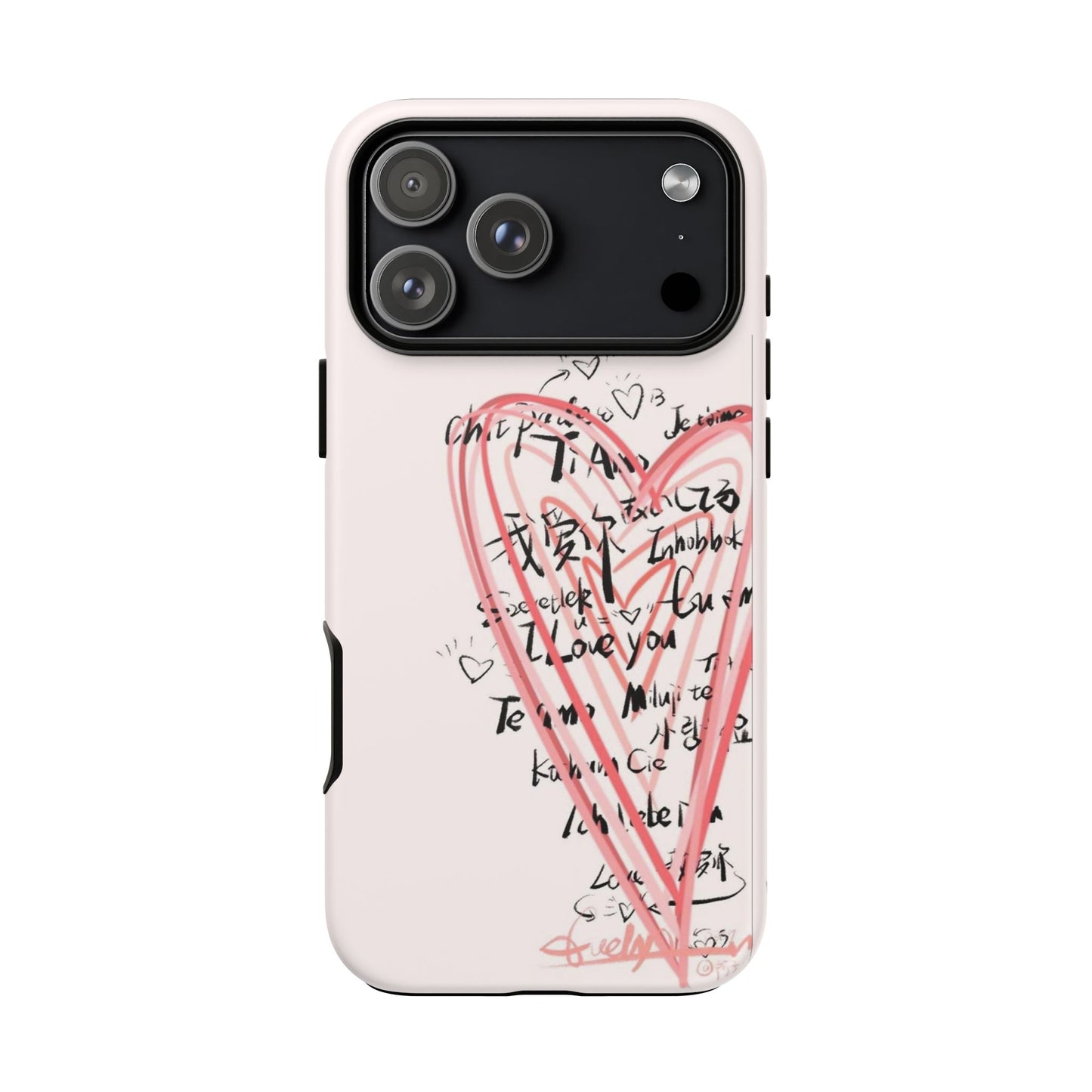 Pink Sketched Heart Case
