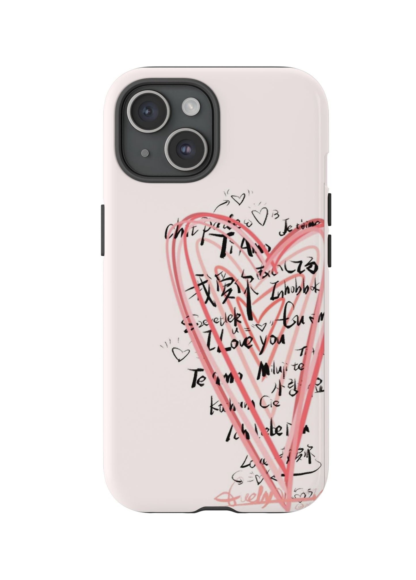 Pink Sketched Heart Case