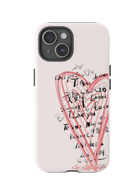 Pink Sketched Heart Case