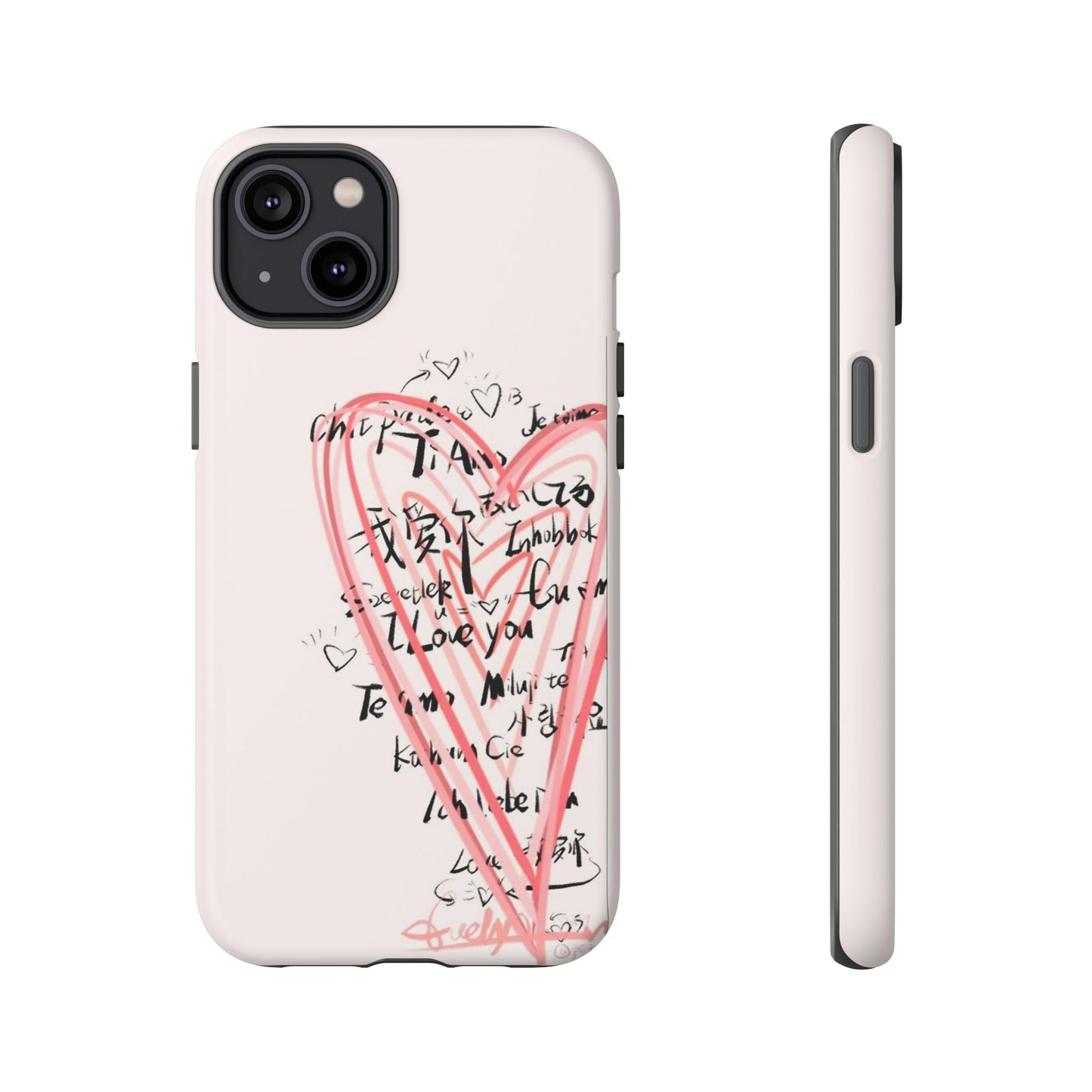 Pink Sketched Heart Case
