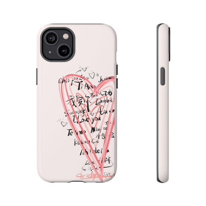 Pink Sketched Heart Case