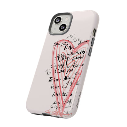 Pink Sketched Heart Case