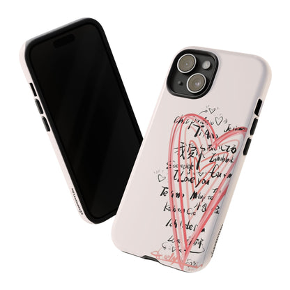 Pink Sketched Heart Case