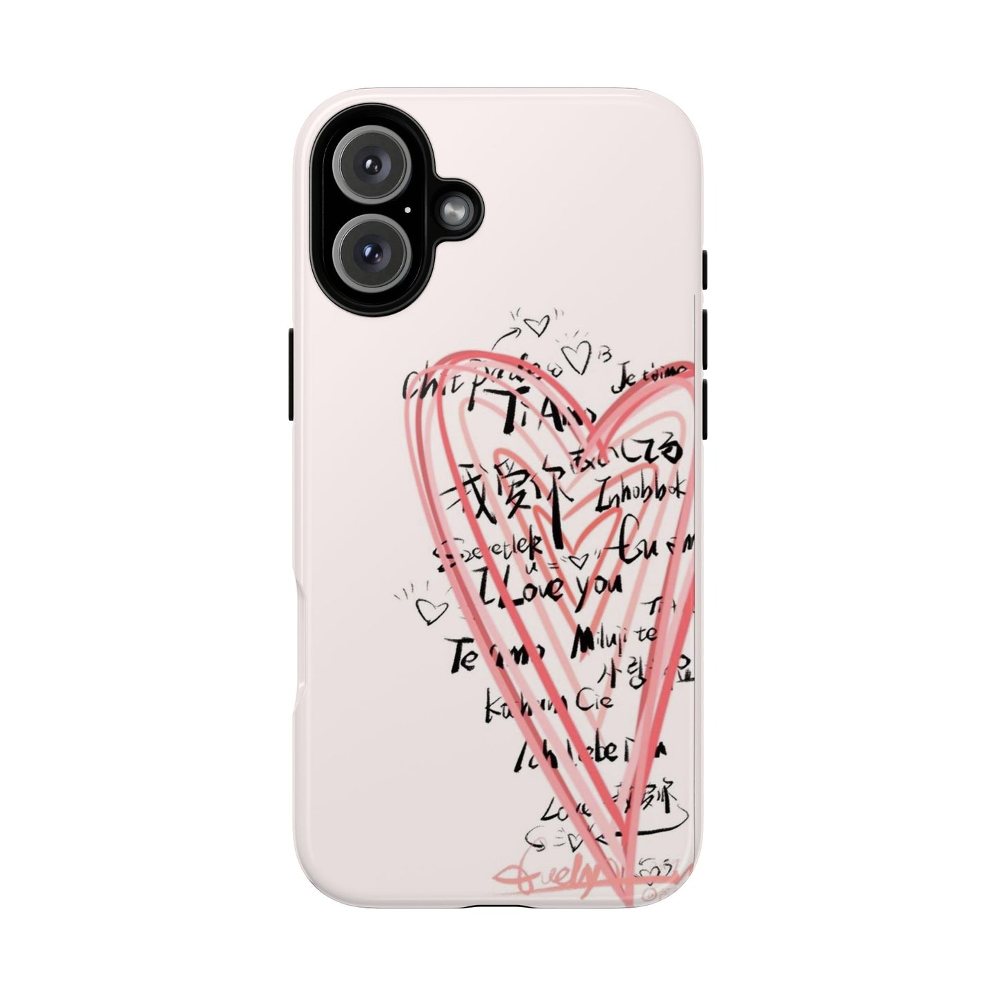 Pink Sketched Heart Case