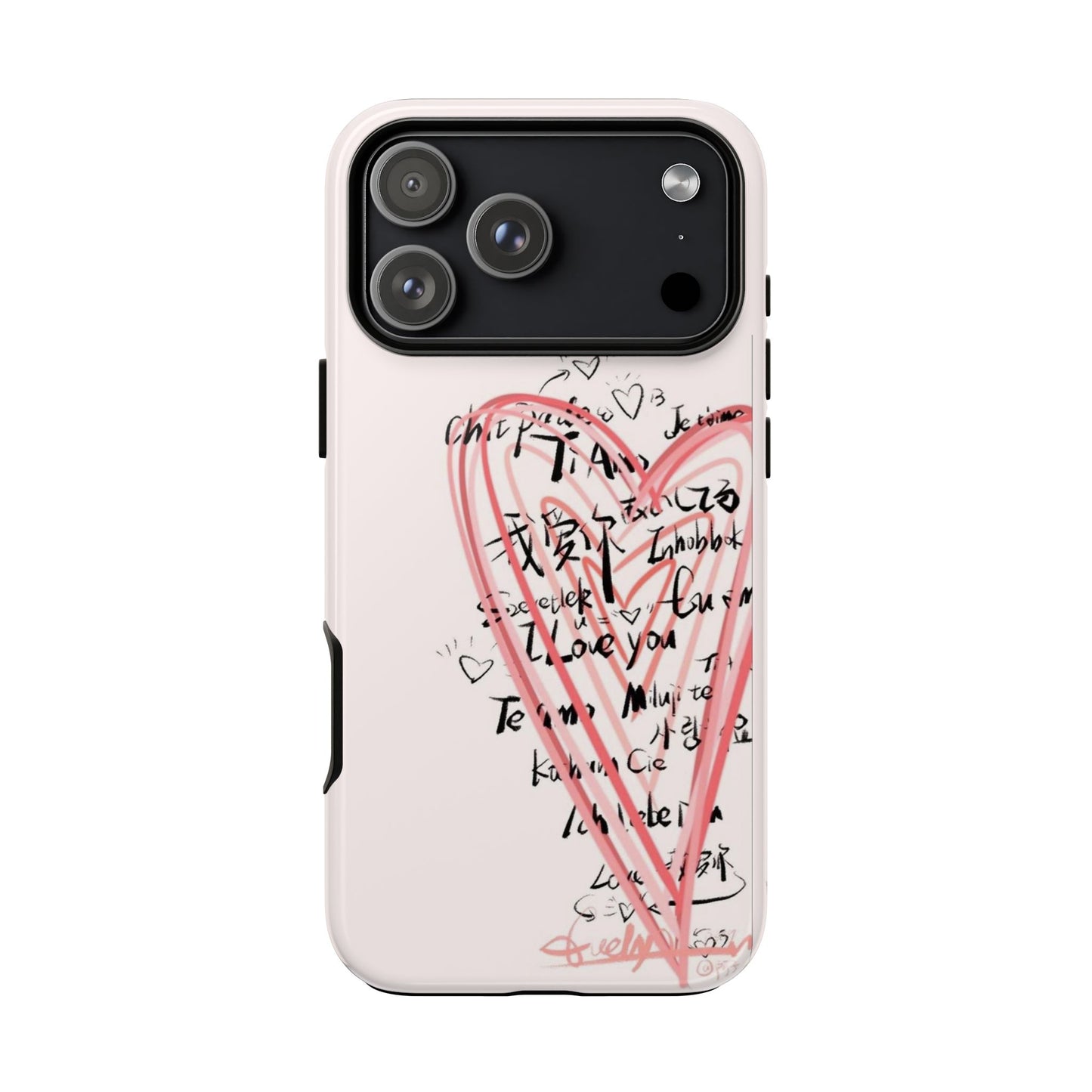 Pink Sketched Heart Case
