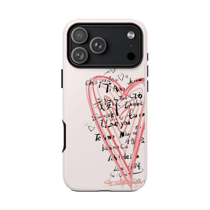 Pink Sketched Heart Case