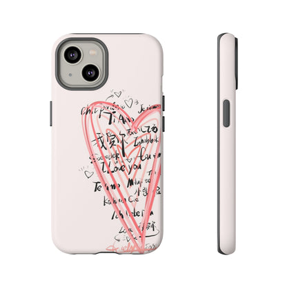 Pink Sketched Heart Case