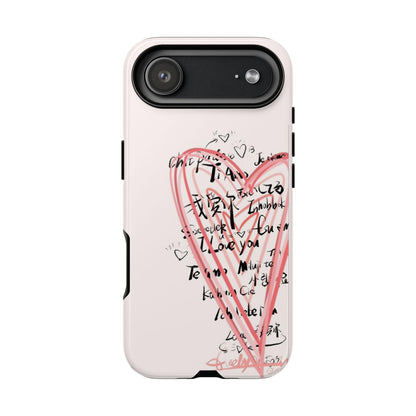 Pink Sketched Heart Case