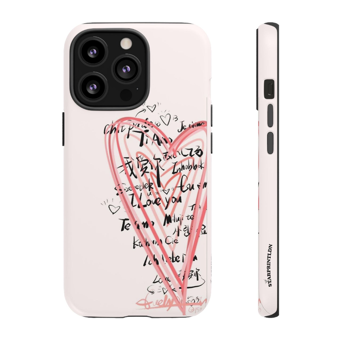 Pink Sketched Heart Case