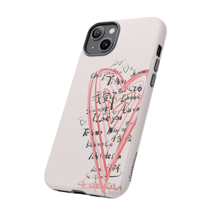 Pink Sketched Heart Case