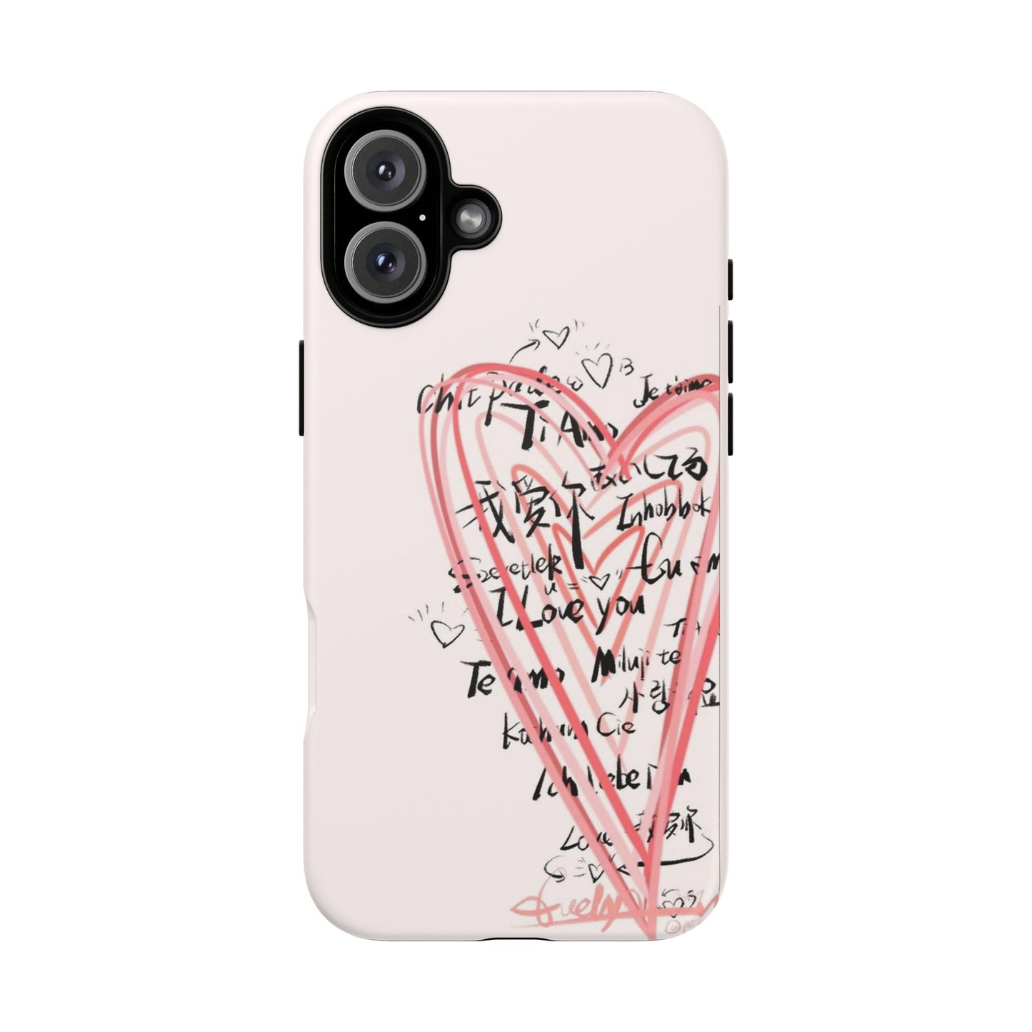 Pink Sketched Heart Case