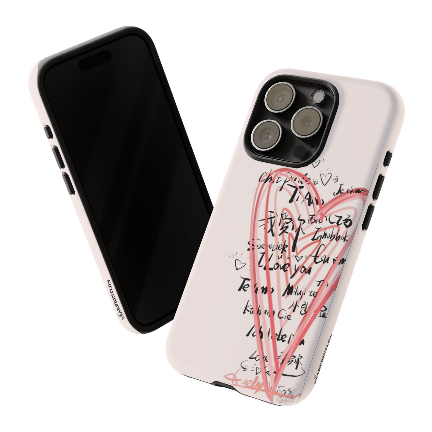 Pink Sketched Heart Case