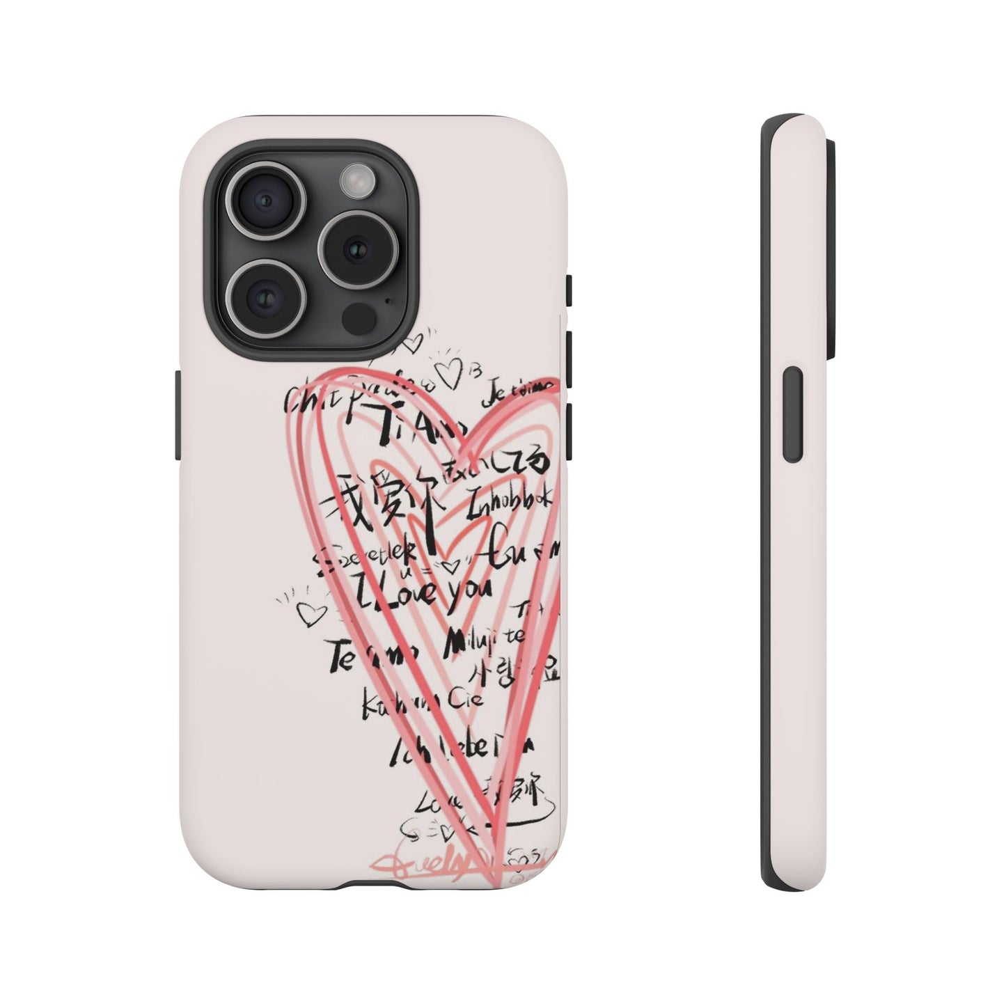 Pink Sketched Heart Case