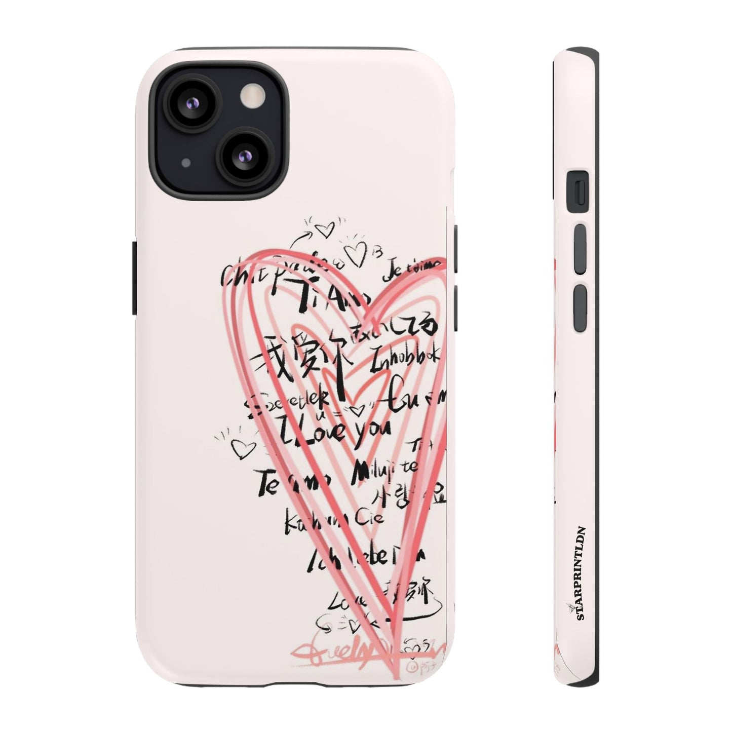 Pink Sketched Heart Case