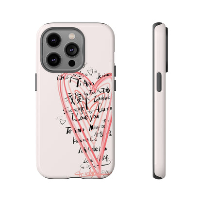Pink Sketched Heart Case