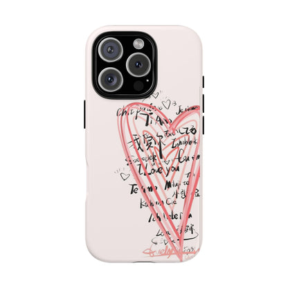 Pink Sketched Heart Case