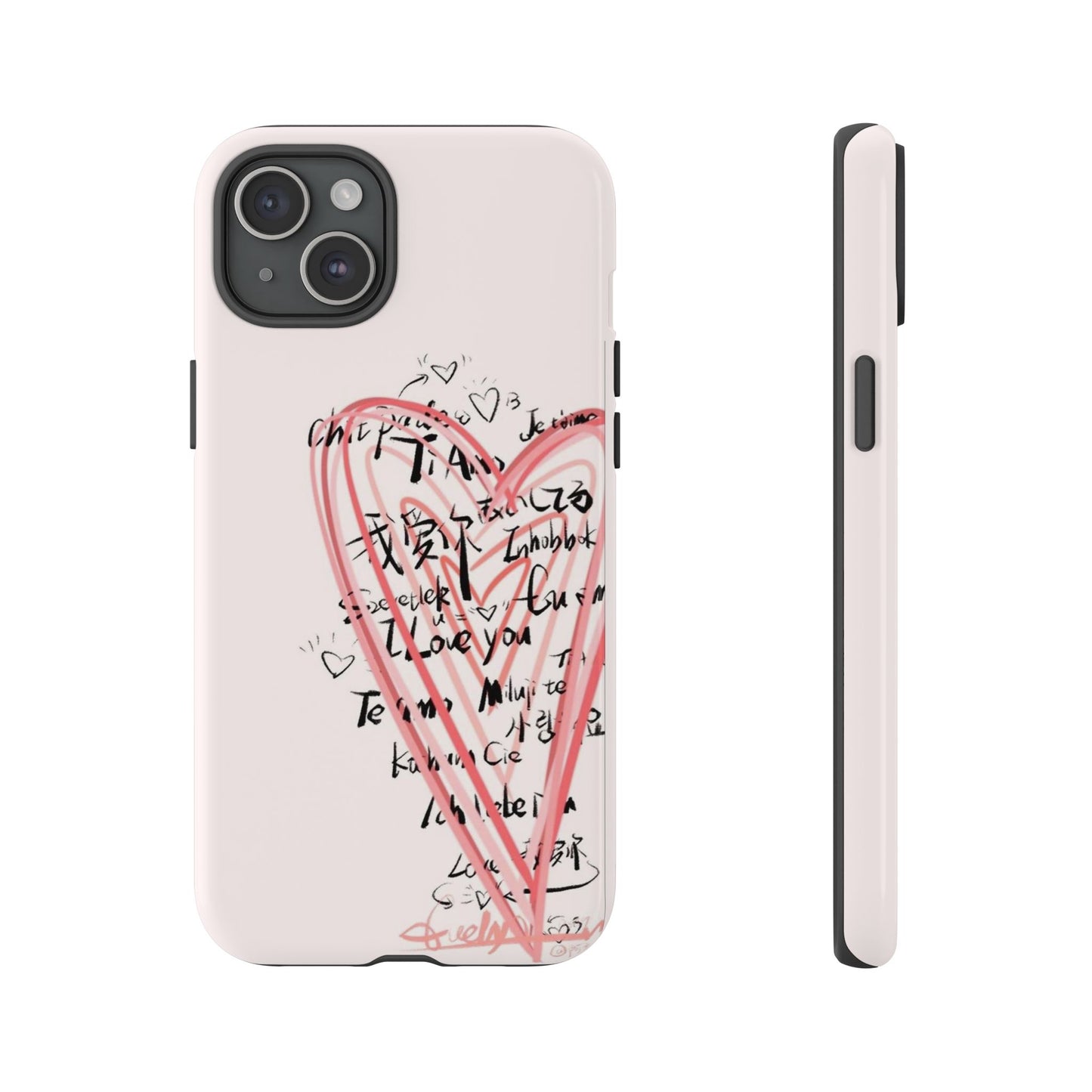 Pink Sketched Heart Case