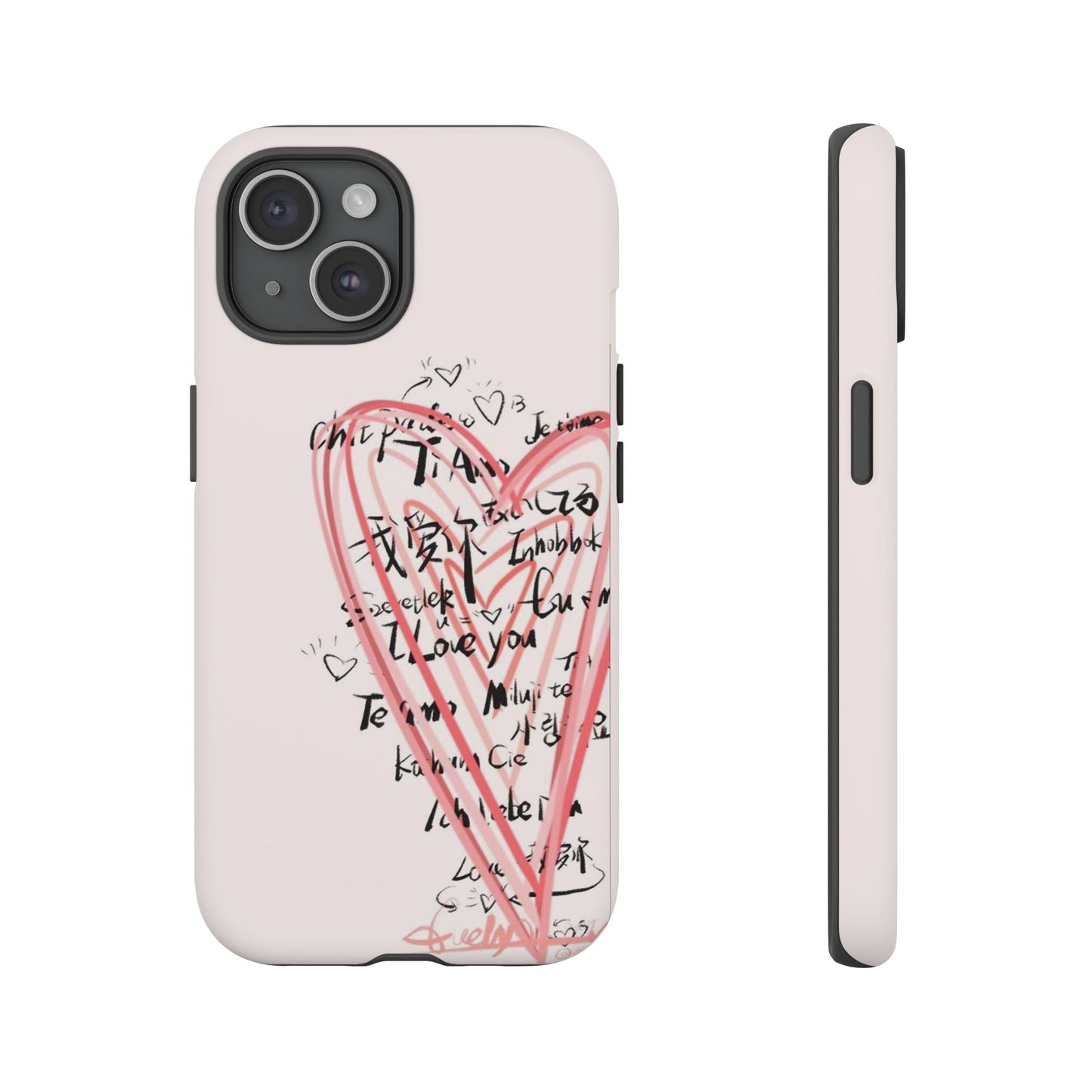 Pink Sketched Heart Case